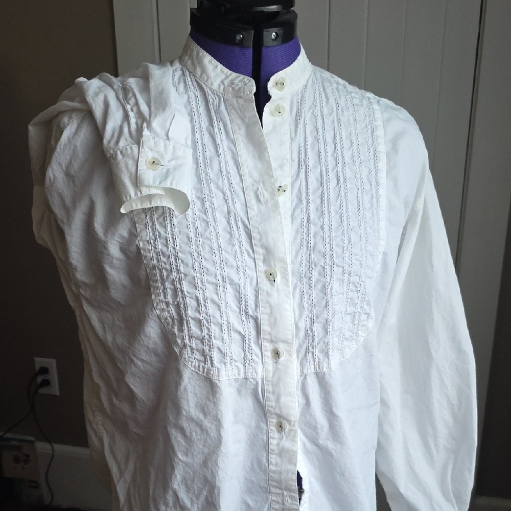 Women's White Button Down Shirt Tuxedo Stale